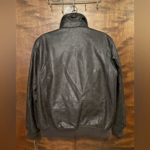 Levis Sherpa Collar Faux Leather Bomber Jacket Mens XL Brown Long Sleeve Aviator - Picture 8 of 16